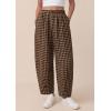 imagePRETTYGARDEN Plaid Barrel Pants Women Summer 2026 Casual Loose Wide Leg Lounge Gingham Trousers Spring Fashion Beach BottomsBlack Khaki Plaid