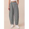 imagePRETTYGARDEN Plaid Barrel Pants Women Summer 2026 Casual Loose Wide Leg Lounge Gingham Trousers Spring Fashion Beach BottomsBlack Plaid