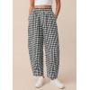 imagePRETTYGARDEN Plaid Barrel Pants Women Summer 2026 Casual Loose Wide Leg Lounge Gingham Trousers Spring Fashion Beach BottomsBlack Plaid