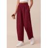 imagePRETTYGARDEN Plaid Barrel Pants Women Summer 2026 Casual Loose Wide Leg Lounge Gingham Trousers Spring Fashion Beach BottomsBlack Red Plaid