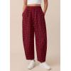 imagePRETTYGARDEN Plaid Barrel Pants Women Summer 2026 Casual Loose Wide Leg Lounge Gingham Trousers Spring Fashion Beach BottomsBlack Red Plaid