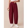 imagePRETTYGARDEN Plaid Barrel Pants Women Summer 2026 Casual Loose Wide Leg Lounge Gingham Trousers Spring Fashion Beach BottomsBlack Red Plaid