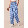 imagePRETTYGARDEN Plaid Barrel Pants Women Summer 2026 Casual Loose Wide Leg Lounge Gingham Trousers Spring Fashion Beach BottomsBlue Plaid