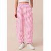 imagePRETTYGARDEN Plaid Barrel Pants Women Summer 2026 Casual Loose Wide Leg Lounge Gingham Trousers Spring Fashion Beach BottomsPink Plaid