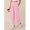 imagePRETTYGARDEN Plaid Barrel Pants Women Summer 2026 Casual Loose Wide Leg Lounge Gingham Trousers Spring Fashion Beach BottomsPink Plaid