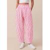 imagePRETTYGARDEN Plaid Barrel Pants Women Summer 2026 Casual Loose Wide Leg Lounge Gingham Trousers Spring Fashion Beach BottomsPink Plaid