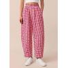 imagePRETTYGARDEN Plaid Barrel Pants Women Summer 2026 Casual Loose Wide Leg Lounge Gingham Trousers Spring Fashion Beach BottomsRed Plaid
