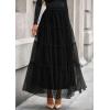 imagePRETTYGARDEN Tulle Skirts for Women 2026 Spring Fashion Elastic High Waisted Tiered Flowy Fairy ALine Casual Maxi Long SkirtBlack