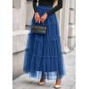 imagePRETTYGARDEN Tulle Skirts for Women 2026 Spring Fashion Elastic High Waisted Tiered Flowy Fairy ALine Casual Maxi Long SkirtBlue