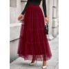 imagePRETTYGARDEN Tulle Skirts for Women 2026 Spring Fashion Elastic High Waisted Tiered Flowy Fairy ALine Casual Maxi Long SkirtBurgundy