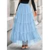 imagePRETTYGARDEN Tulle Skirts for Women 2026 Spring Fashion Elastic High Waisted Tiered Flowy Fairy ALine Casual Maxi Long SkirtLight Blue