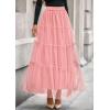 imagePRETTYGARDEN Tulle Skirts for Women 2026 Spring Fashion Elastic High Waisted Tiered Flowy Fairy ALine Casual Maxi Long SkirtLight Pink