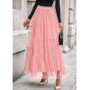 imagePRETTYGARDEN Tulle Skirts for Women 2026 Spring Fashion Elastic High Waisted Tiered Flowy Fairy ALine Casual Maxi Long SkirtLight Pink