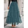imagePRETTYGARDEN Tulle Skirts for Women 2026 Spring Fashion Elastic High Waisted Tiered Flowy Fairy ALine Casual Maxi Long SkirtSage Green