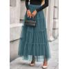 imagePRETTYGARDEN Tulle Skirts for Women 2026 Spring Fashion Elastic High Waisted Tiered Flowy Fairy ALine Casual Maxi Long SkirtSage Green