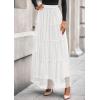 imagePRETTYGARDEN Tulle Skirts for Women 2026 Spring Fashion Elastic High Waisted Tiered Flowy Fairy ALine Casual Maxi Long SkirtWhite