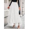 imagePRETTYGARDEN Tulle Skirts for Women 2026 Spring Fashion Elastic High Waisted Tiered Flowy Fairy ALine Casual Maxi Long SkirtWhite