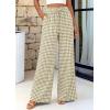 imagePRETTYGARDEN Womens Wide Leg Gingham Lounge Pants Summer 2026 Casual Plaid Trousers Spring Y2K Clothes Comfy Pajama BottomsArmy Green Plaid