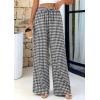 imagePRETTYGARDEN Womens Wide Leg Gingham Lounge Pants Summer 2026 Casual Plaid Trousers Spring Y2K Clothes Comfy Pajama BottomsBlack Plaid