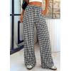 imagePRETTYGARDEN Womens Wide Leg Gingham Lounge Pants Summer 2026 Casual Plaid Trousers Spring Y2K Clothes Comfy Pajama BottomsBlack Plaid