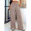 imagePRETTYGARDEN Womens Wide Leg Gingham Lounge Pants Summer 2026 Casual Plaid Trousers Spring Y2K Clothes Comfy Pajama BottomsBrown Plaid