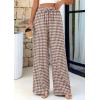 imagePRETTYGARDEN Womens Wide Leg Gingham Lounge Pants Summer 2026 Casual Plaid Trousers Spring Y2K Clothes Comfy Pajama BottomsBrown Plaid