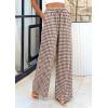 imagePRETTYGARDEN Womens Wide Leg Gingham Lounge Pants Summer 2026 Casual Plaid Trousers Spring Y2K Clothes Comfy Pajama BottomsBrown Plaid