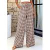 imagePRETTYGARDEN Womens Wide Leg Gingham Lounge Pants Summer 2026 Casual Plaid Trousers Spring Y2K Clothes Comfy Pajama BottomsBrown Plaid