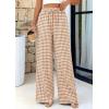 imagePRETTYGARDEN Womens Wide Leg Gingham Lounge Pants Summer 2026 Casual Plaid Trousers Spring Y2K Clothes Comfy Pajama BottomsKhaki Plaid