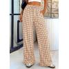 imagePRETTYGARDEN Womens Wide Leg Gingham Lounge Pants Summer 2026 Casual Plaid Trousers Spring Y2K Clothes Comfy Pajama BottomsKhaki Plaid