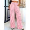 imagePRETTYGARDEN Womens Wide Leg Gingham Lounge Pants Summer 2026 Casual Plaid Trousers Spring Y2K Clothes Comfy Pajama BottomsPink Plaid