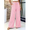 imagePRETTYGARDEN Womens Wide Leg Gingham Lounge Pants Summer 2026 Casual Plaid Trousers Spring Y2K Clothes Comfy Pajama BottomsPink Plaid