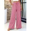 imagePRETTYGARDEN Womens Wide Leg Gingham Lounge Pants Summer 2026 Casual Plaid Trousers Spring Y2K Clothes Comfy Pajama BottomsRed Plaid