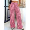 imagePRETTYGARDEN Womens Wide Leg Gingham Lounge Pants Summer 2026 Casual Plaid Trousers Spring Y2K Clothes Comfy Pajama BottomsRed Plaid