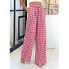 imagePRETTYGARDEN Womens Wide Leg Gingham Lounge Pants Summer 2026 Casual Plaid Trousers Spring Y2K Clothes Comfy Pajama BottomsRed Plaid