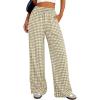 imagePRETTYGARDEN Womens Wide Leg Gingham Lounge Pants Summer 2026 Casual Plaid Trousers Spring Y2K Clothes Comfy Pajama BottomsArmy Green Plaid