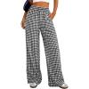 imagePRETTYGARDEN Womens Wide Leg Gingham Lounge Pants Summer 2026 Casual Plaid Trousers Spring Y2K Clothes Comfy Pajama BottomsBlack Plaid