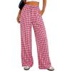 imagePRETTYGARDEN Womens Wide Leg Gingham Lounge Pants Summer 2026 Casual Plaid Trousers Spring Y2K Clothes Comfy Pajama BottomsRed Plaid