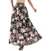 imagePRETTYGARDEN 2026 Summer Maxi Long Skirts for Women Trendy Boho Floral High Waisted Slit Flowy Travel Beach Vacation ClothesBlack Big Floral