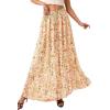 imagePRETTYGARDEN 2026 Summer Maxi Long Skirts for Women Trendy Boho Floral High Waisted Slit Flowy Travel Beach Vacation ClothesFloral Beige Multicolored