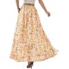 imagePRETTYGARDEN 2026 Summer Maxi Long Skirts for Women Trendy Boho Floral High Waisted Slit Flowy Travel Beach Vacation ClothesFloral Beige Multicolored