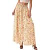 imagePRETTYGARDEN 2026 Summer Maxi Long Skirts for Women Trendy Boho Floral High Waisted Slit Flowy Travel Beach Vacation ClothesFloral Beige Multicolored