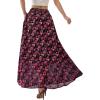 imagePRETTYGARDEN 2026 Summer Maxi Long Skirts for Women Trendy Boho Floral High Waisted Slit Flowy Travel Beach Vacation ClothesFloral Black Rose Red