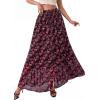 imagePRETTYGARDEN 2026 Summer Maxi Long Skirts for Women Trendy Boho Floral High Waisted Slit Flowy Travel Beach Vacation ClothesFloral Black Rose Red