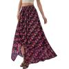 imagePRETTYGARDEN 2026 Summer Maxi Long Skirts for Women Trendy Boho Floral High Waisted Slit Flowy Travel Beach Vacation ClothesFloral Black Rose Red