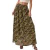 imagePRETTYGARDEN 2026 Summer Maxi Long Skirts for Women Trendy Boho Floral High Waisted Slit Flowy Travel Beach Vacation ClothesFloral Brown Light Green