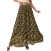 imagePRETTYGARDEN 2026 Summer Maxi Long Skirts for Women Trendy Boho Floral High Waisted Slit Flowy Travel Beach Vacation ClothesFloral Brown Light Green