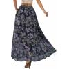 imagePRETTYGARDEN 2026 Summer Maxi Long Skirts for Women Trendy Boho Floral High Waisted Slit Flowy Travel Beach Vacation ClothesFloral Dark Blue Purple