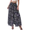 imagePRETTYGARDEN 2026 Summer Maxi Long Skirts for Women Trendy Boho Floral High Waisted Slit Flowy Travel Beach Vacation ClothesFloral Dark Blue Purple