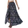 imagePRETTYGARDEN 2026 Summer Maxi Long Skirts for Women Trendy Boho Floral High Waisted Slit Flowy Travel Beach Vacation ClothesFloral Dark Blue Purple